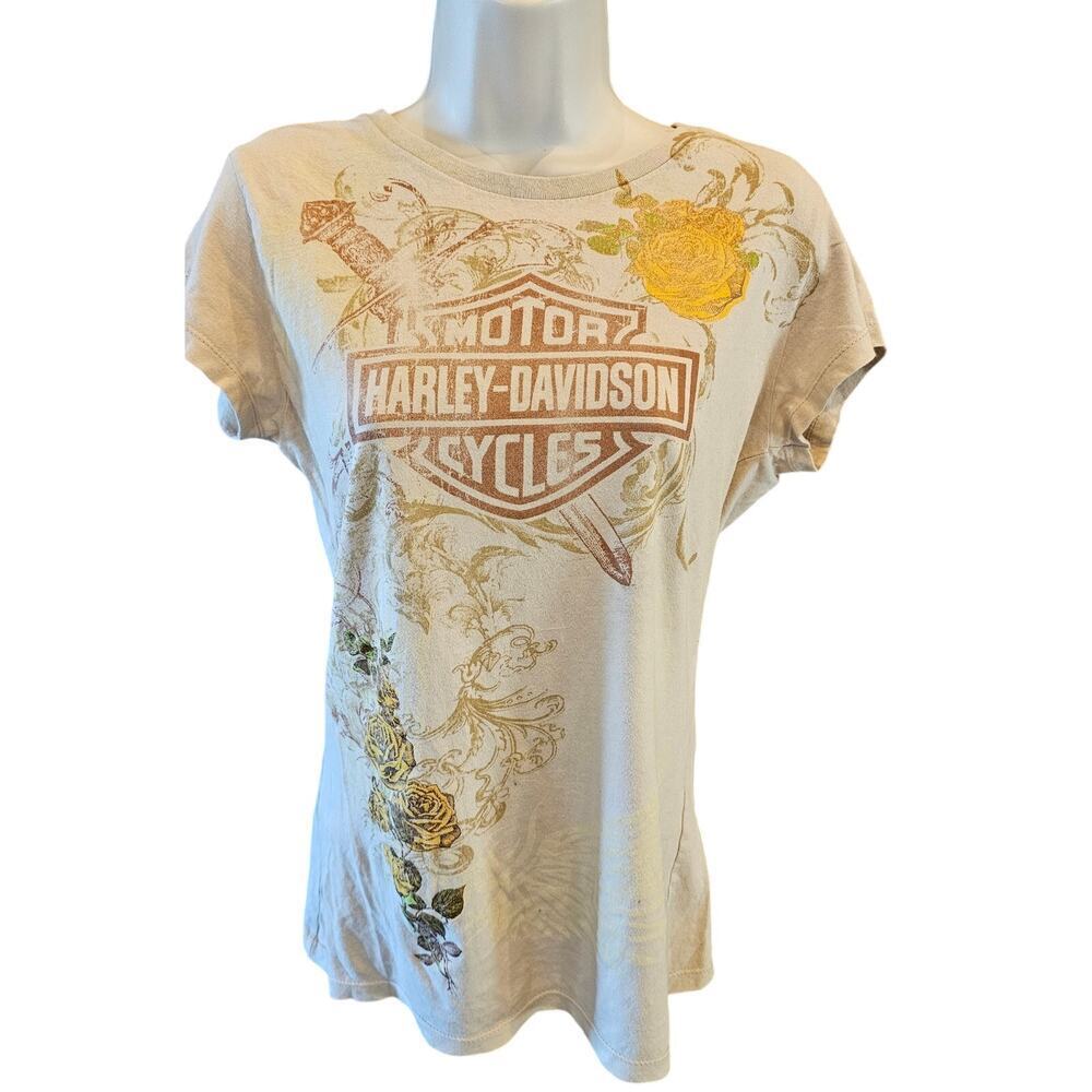 Harley Davidson Metallic Floral Shirt L (runs small) Mile High Denver, Colorado